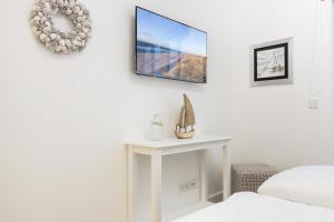 Postel nebo postele na pokoji v ubytování Strandgut Wohnung 5