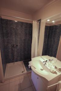La salle de bains est pourvue d'un lavabo et d'une douche. dans l'établissement Résidence Côté Sud La Bouilladisse, à La Bouilladisse