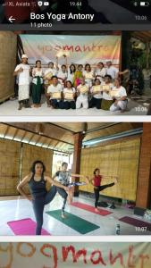 a collage of two pictures of people doing yoga at Soca House in Ubud