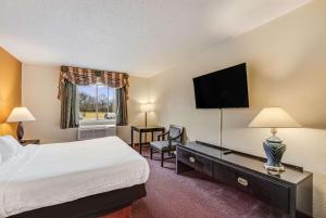Una cama o camas en una habitación de Econo Lodge Whitehall near Michigan's Adventure