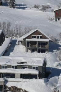 安特瓦塞尔Studio Bijou的雪覆盖的房子