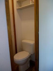 une salle de bain avec toilettes dans une petite pièce dans l'établissement Le Pied des Pistes A13, Joli Studio tout confort 4 pers, vue vallée imprenable, DRAPS NON COMPRIS, à Saint-Jean-dʼAulps