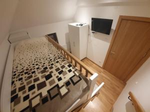 a small room with a bed and a television at Vila Irina Kopaonik - Apartman IN in Kopaonik