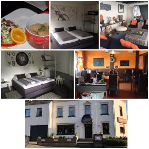 un collage de fotos de un edificio con una casa en Hotel Brasserie Typisch, en Kell