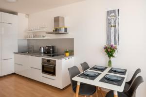 Kuchyň nebo kuchyňský kout v ubytování Sunny Apartment in Modřany by Prague Days