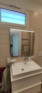 a bathroom with a sink and a large mirror at Prato Smeraldo Apartment in Rome