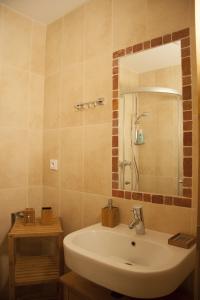 a bathroom with a sink and a mirror at Apartmán u sjezdovky Javor in Pec pod Sněžkou