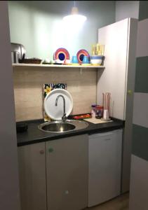eine Küche mit einer Spüle und einer Arbeitsplatte in der Unterkunft Suite 01 in Montesarchio