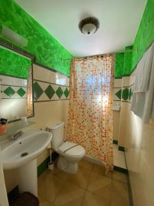 a bathroom with a toilet and a sink at Pensión Cristina in El Rocío
