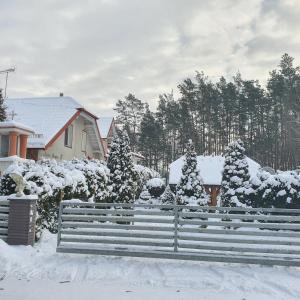 Agro Breza - dom z kominkiem 20 metrow od jeziora- sauna ogrodowa v zimě