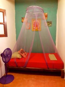 Un pat sau paturi într-o cameră la Macondo Hostel