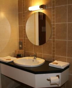 a bathroom with a sink and a mirror at Deebert House Hotel in Kilmallock