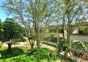 una casa con alberi di fronte a un edificio di ASANTE MOUNTAIN LODGE a Hazyview