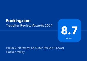 Certifikat, nagrada, znak ali drug dokument, ki je prikazan v nastanitvi Holiday Inn Express & Suites Peekskill-Lower Hudson Valley, an IHG Hotel