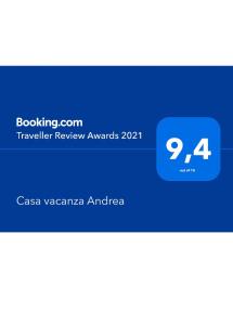 Certifikát, hodnocení, plakát nebo jiný dokument vystavený v ubytování Casa vacanza Andrea