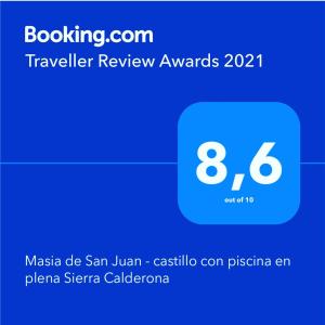 Captura de pantalla de un teléfono móvil con el número en Masia de San Juan - castillo con piscina en plena Sierra Calderona, en Segorbe