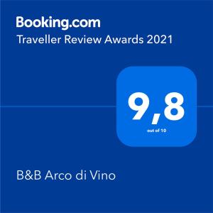 Captura de pantalla de un teléfono móvil con un símbolo de recompensa del receptor de viajes en B&B Arco di Vino, en Marano di Valpolicella