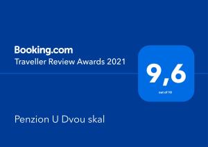 a screenshot of the travel review awards on a blue box at Penzion U Dvou skal in Josefŭv Dŭl