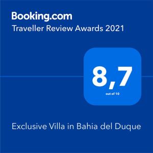 Certifikát, hodnocení, plakát nebo jiný dokument vystavený v ubytování Exclusive Villa in Bahia del Duque