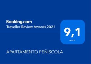 Certifikát, hodnocení, plakát nebo jiný dokument vystavený v ubytování APARTAMENTO PEÑISCOLA