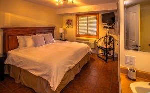 a bedroom with a large bed and a sink at All Seasons Bed & Breakfast in Kelowna