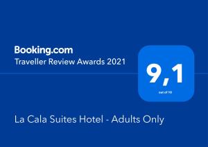 Um certificado, prêmio, placa ou outro documento exibido em CalaLanzarote Suites Hotel - Adults Only