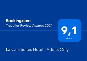 Certificado, premio, señal o documento que está expuesto en CalaLanzarote Suites Hotel - Adults Only