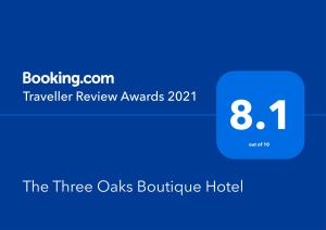 Certifikát, hodnocení, plakát nebo jiný dokument vystavený v ubytování The Three Oaks Boutique Hotel