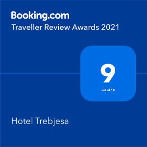 a screenshot of a hotelitcher app with the number on it at Hotel Trebjesa in Nikšić