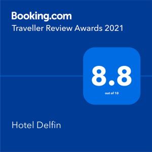 Certifikát, hodnocení, plakát nebo jiný dokument vystavený v ubytování Hotel Delfin