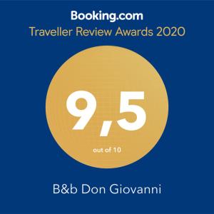 Certifikát, hodnocení, plakát nebo jiný dokument vystavený v ubytování B&b Don Giovanni