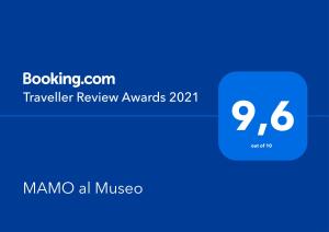 Certifikát, ocenenie alebo iný dokument vystavený v ubytovaní MAMO al Museo