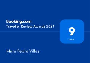 Сертифікат, нагорода, вивіска або інший документ, виставлений в Mare Pedra Villas