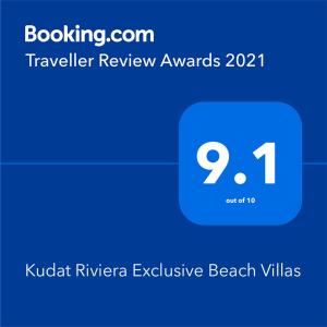 Captura de pantalla de un teléfono móvil con los premios de revisión de textos para viajeros en Kudat Riviera Exclusive Beach Villas, en Kudat