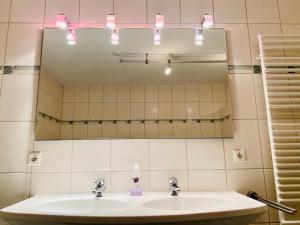 NeuhofにあるVilla Theresa - Ferienwohnung 1のバスルーム(洗面台、鏡付)