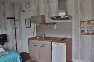 - une petite cuisine avec évier dans la chambre dans l'établissement Bed & Breakfast Hotel Zandvoort, à Zandvoort
