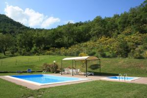 una piscina con cenador en un patio en Agriturismo Sacchiafarm, en Borgo Pace