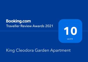 Palkinto, sertifikaatti, kyltti tai muu asiakirja, joka on esillä majoituspaikassa Belek King Cleodora Apartment