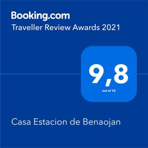 Certifikát, hodnocení, plakát nebo jiný dokument vystavený v ubytování Casa Estacion de Benaojan
