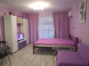 ポモリエにあるParus 4 Studioの紫色の部屋(ベッド1台、テレビ付)