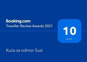 Certyfikat, podpis lub inny dokument wystawiony w obiekcie Kuća za odmor Suzi