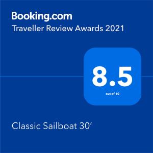 Majutusasutuses Classic Sailboat 30’ olev sertifikaat, autasu, silt või muu dokument