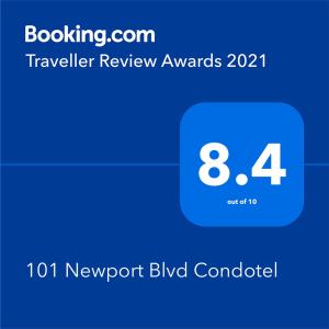 ใบรับรอง รางวัล เครื่องหมาย หรือเอกสารอื่น ๆ ที่จัดแสดงไว้ที่ 101 Newport Blvd Condotel