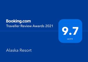 Majutusasutuses Alaska Resort olev sertifikaat, autasu, silt või muu dokument