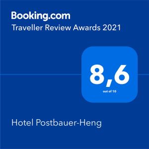 Certifikát, hodnocení, plakát nebo jiný dokument vystavený v ubytování Hotel Postbauer-Heng, E-Mobilität, Ladestationen für Elektroautos