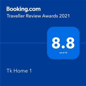 Certifikát, hodnocení, plakát nebo jiný dokument vystavený v ubytování Tk Home 1