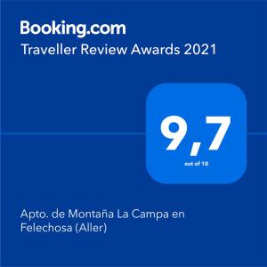 Apto. de Montaña La Campa en Felechosa (Aller) tanúsítványa, márkajelzése vagy díja