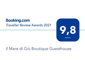 Certifikát, ocenenie alebo iný dokument vystavený v ubytovaní Il Mare di Giù Boutique Guesthouse