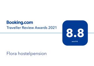 Certifikát, hodnocení, plakát nebo jiný dokument vystavený v ubytování Flora hostelpension