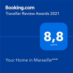 Sertifikāts, apbalvojums, norāde vai cits dokuments, kas ir izstādīts apskatei naktsmītnē Your Home in Marseille***